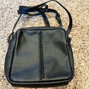 The Sak Black Maisie Leather Crossbody Bag with Stitch Detail